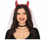 Rode Haarband Duivel Met Sluier, Verzenden, Nieuw