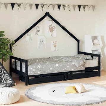 vidaXL Kinderbedframe met lades 90x200 cm massief grenenhout, Verzenden
