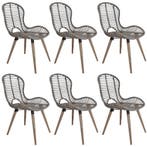 vidaXL Eetkamerstoelen 6 st natuurlijk rattan bruin, Verzenden, Nieuw