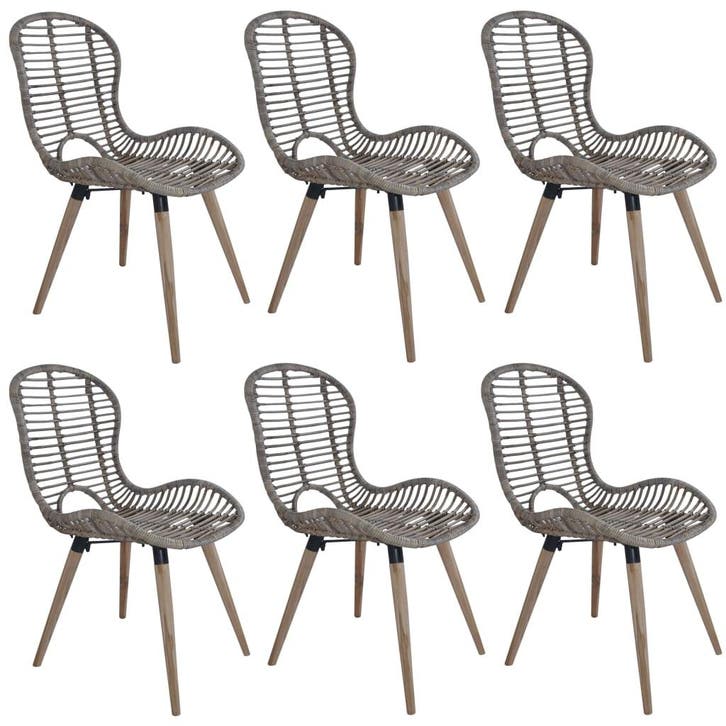 vidaXL Eetkamerstoelen 6 st natuurlijk rattan bruin, Huis en Inrichting, Stoelen, Nieuw, Verzenden