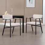 Eetkamerstoelen - Set van 2 - Met armleuning - Beige - Wahso, Verzenden, Nieuw