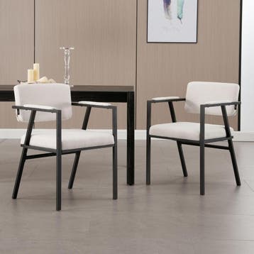 Eetkamerstoelen - Set van 2 - Met armleuning - Beige - Wahso, Verzenden, Nieuw