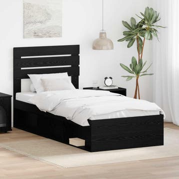 vidaXL Bedframe Zwart eiken 75 x 190 cm Massief grenenhout, Verzenden