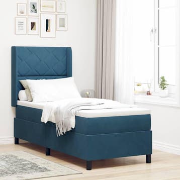 vidaXL Boxspring bed met hoofdeinde Blauw 80 x 200 cm, Verzenden