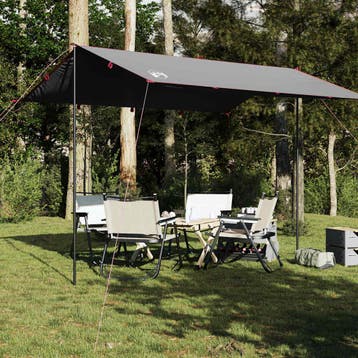 vidaXL Kampeerluifel waterdicht 360x294 cm grijs en oranje, Caravanes & Camping, Verzenden