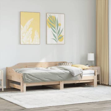 vidaXL Slaapbank met onderschuifbed 90x190 cm massief, Verzenden, Nieuw
