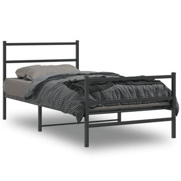 vidaXL Bedframe met hoofd- en voeteneinde metaal zwart, Verzenden