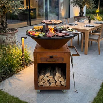 ASH Grillmaster Plancha BBQ Cortenstaal, Tuin en Terras, Houtskoolbarbecues, Verzenden, Nieuw