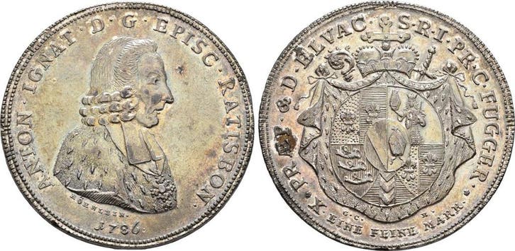 Konventionstaler, daalder 1786 Regensburg Bistum: Anton I..., Timbres & Monnaies, Monnaies | Europe | Monnaies non-euro, Envoi