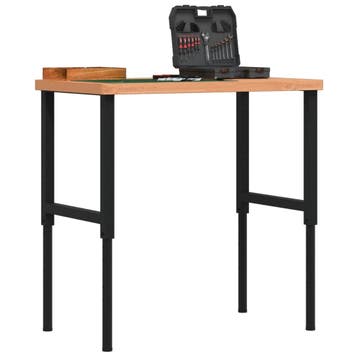 vidaXL Werkbank rechthoekig 100x60x(73-99,5) cm massief, Doe-het-zelf en Bouw, Werkbanken, Verzenden, Nieuw