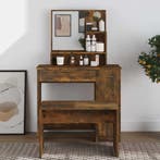 vidaXL Kaptafel met spiegel 86,5x35x136 cm gerookt, Huis en Inrichting, Tafels | Kaptafels, Verzenden, Nieuw