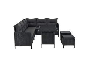 Veiling - Loungeset Manacor - Polyrotan - zwart/grijs, Gebruikt