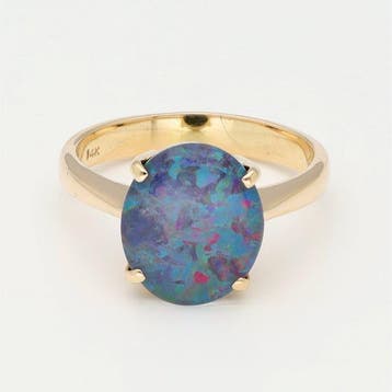 Bague - 14 carats Or jaune - opale