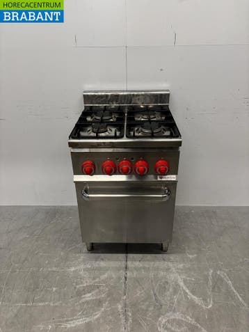 RVS Bertos 4-burner cooker with oven 3 x 1/1 GN GAS + 230V, Verzenden