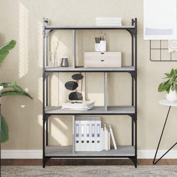 vidaXL Boekenkast 4-laags 76x32x123 cm bewerkt hout grijs, Huis en Inrichting, Verzenden, Nieuw