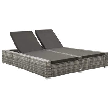 vidaXL Ligbed tweepersoons poly rattan grijs, Verzenden