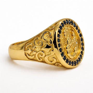 Zonder minimumprijs - Ring Verguld Saffier - Diamant -, Nieuw