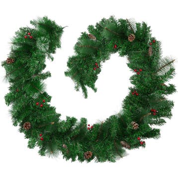 tectake Kerstslinger natuurgetrouw met dennenappels 2,7 m -, Diversen, Kerst, Verzenden, Nieuw