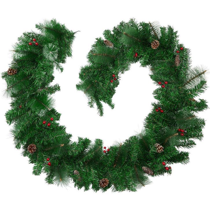 tectake Kerstslinger natuurgetrouw met dennenappels 2,7 m -, Divers, Noël, Envoi