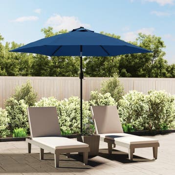 vidaXL Parasol met metalen paal 300 cm blauw, Verzenden
