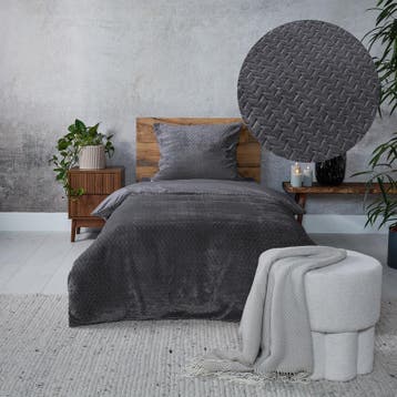 Parure de lit en teddy à chevrons - anthracite - 140 x, Kinderen en Baby's, Verzenden