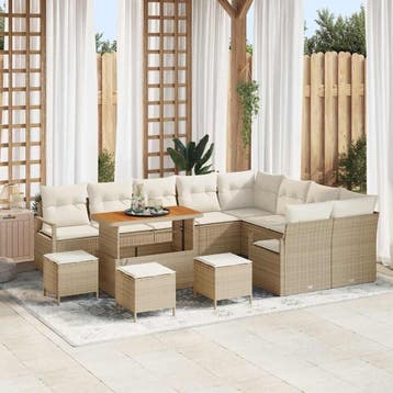 vidaXL Tuinbank Set 13 st 12-Aantal zitplaatsen Beige en, Verzenden, Nieuw