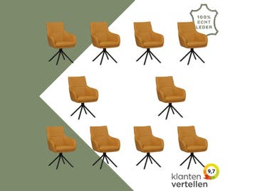 Set van 10 Leren draaibare eetkamerstoelen Fancy - Toledo, Huis en Inrichting, Nieuw, Leer, Ophalen of Verzenden, 90 cm of meer