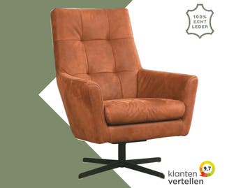 Leren draaifauteuil Central - Kenia Rost (oranje), Huis en Inrichting, Fauteuils, Nieuw, Ophalen of Verzenden, 75 tot 100 cm, Industrieel, Modern