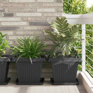 vidaXL Vierkante Bloempot 6 st Zwart 43 x 43 x 33,5 cm, Tuin en Terras, Verzenden, Nieuw