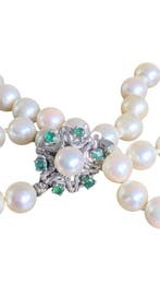 Halsketting - 14 karaat Witgoud Smaragd - Smaragd, Nieuw