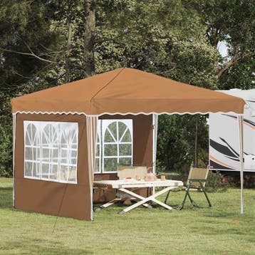 vidaXL Pop-up Feesttent 288 x 288 x 245 cm Beige Oxford Stof, Verzenden, Nieuw