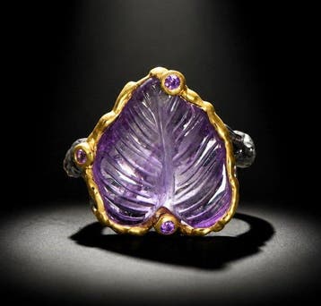 925 zilver - zwart gerhodineerd - amethist - Ring