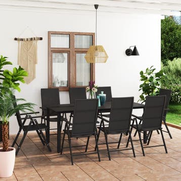 vidaXL 9-delige Tuinset zwart, Verzenden, Nieuw, Tuinset