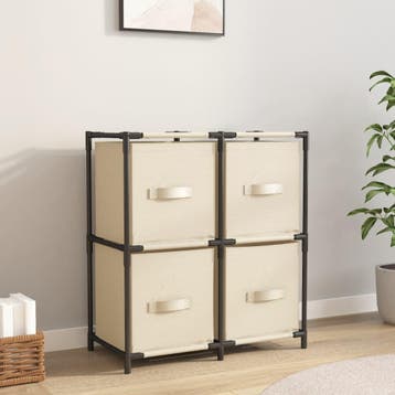vidaXL Opbergkast met 4 stoffen manden 63x30x71 cm staal, Verzenden