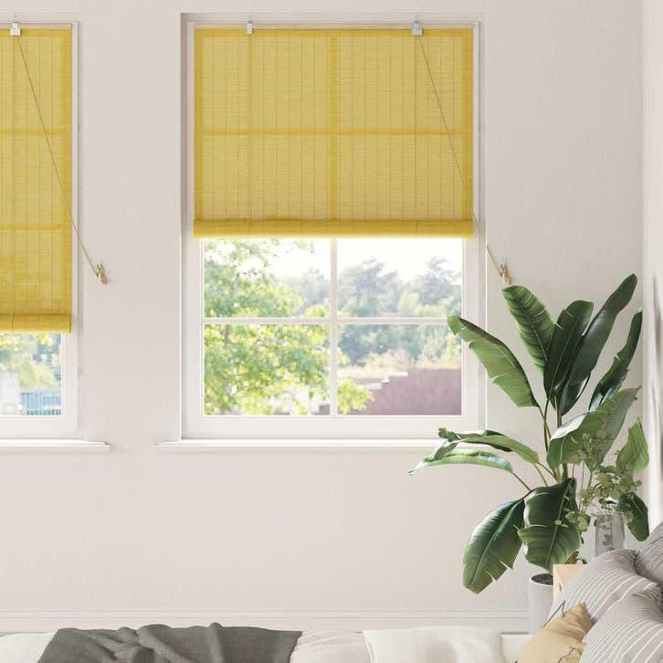 vidaXL Rolgordijn Geel 100 x 220 cm Bamboe, Huis en Inrichting, Stoffering | Gordijnen en Lamellen, Nieuw, Verzenden