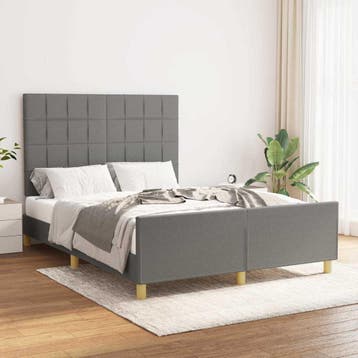 vidaXL Bedframe zonder matras stof donkergrijs 140x190 cm, Verzenden, Nieuw
