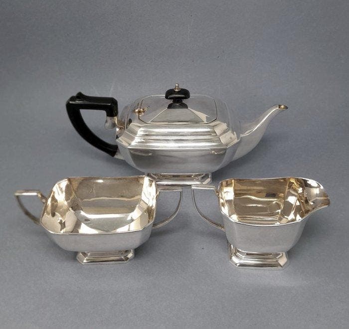 Theeservies (3) - Unused - Verzilverd - Art Deco circa 1930, Antiek en Kunst, Kunst | Designobjecten