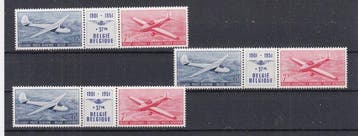 België 1951 - luchtpost - OBP : PA 26/27 drieluik , 28/29 (, Gestempeld