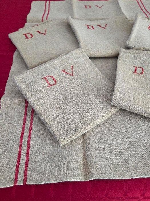 Lappen - Handdoek (6) - 82 cm - 54 cm - Theedoeken DV, Antiek en Kunst, Antiek | Tapijten, Tafelkleden en Textiel