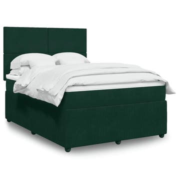 vidaXL Boxspring met matras fluweel donkergroen 140x200 cm, Verzenden