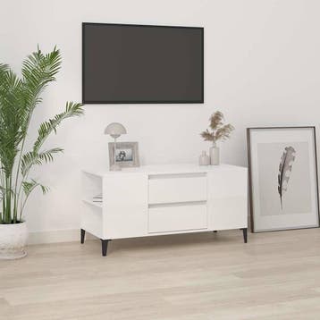 vidaXL Tv-meubel 102x44,5x50 cm bewerkt hout hoogglans wit, Verzenden, Nieuw
