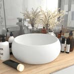 vidaXL Wastafel rond 40x15 cm keramiek matwit, Verzenden