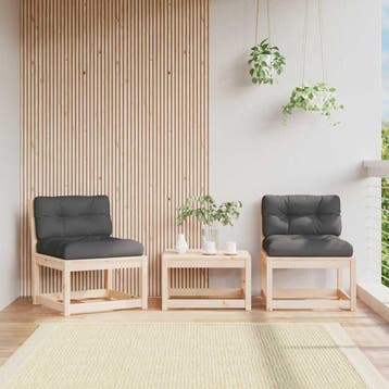 vidaXL Tuinbanken met kussens 2 st massief grenenhout, Tuin en Terras, Verzenden, Nieuw