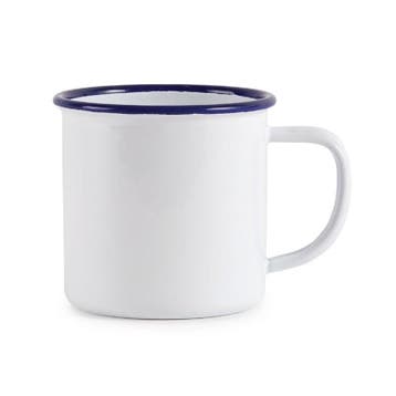 Mokken | Geëmailleerd Staal | Wit/Blauw | 35cl | 6 Stuks |, Verzenden, Nieuw in verpakking