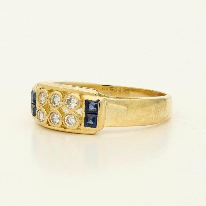 Bague - 18 carats Or jaune Saphir - Diamant, Bijoux, Sacs & Beauté, Bagues