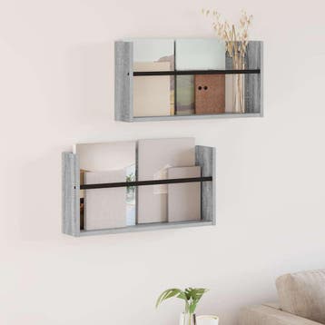 vidaXL Tijdschriftenrek 2 st Grijs Sonoma 60 x 12 x 30 cm, Verzenden