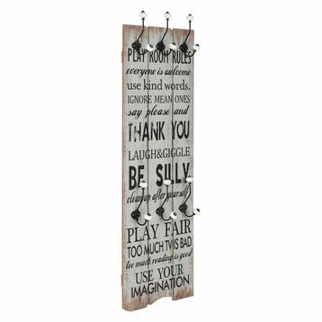vidaXL Wandkapstok met 6 haken THANK YOU 120x40 cm, Maison & Meubles, Verzenden