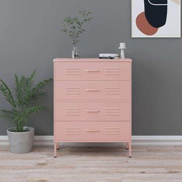vidaXL Ladekast 80x35x101,5 cm staal roze, Verzenden