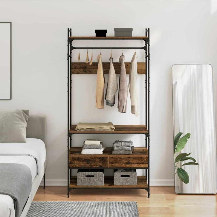 vidaXL Kledingkast Oud hout 89 x 39 x 184.5 cm Bewerkt hout, Huis en Inrichting, Kasten | Kleerkasten, Nieuw, Verzenden