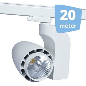 *TIP*  LED railverlichting vento wit 20 spots + 20m rails, Ophalen of Verzenden